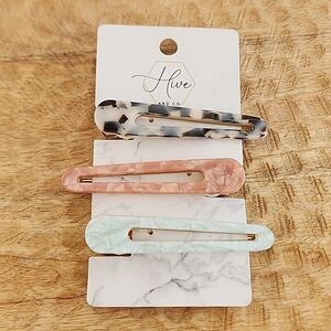 Three NWOT Hair Clips with Stay Put Grip Teeth
